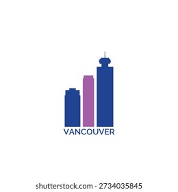Vancouver cityscape, skyline, panoramic vector logo, icon, clipart. Canada city emblem contour with landmarks and buildings silhouettes