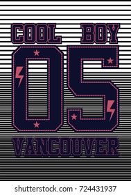 vancouver cool boy,t-shirt print poster vector illustration