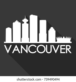 Vancouver Flat Icon Skyline Silhouette Design City Vector Art Famous Buildings.