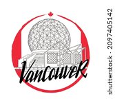 Vancouver logo, museum World of science city symbol, lettering, travel invitation