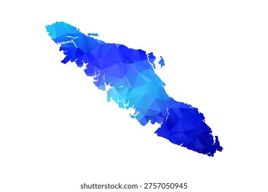 Vancouver map - Polygon Style Vector Illustration in Blue Gradient, Low Poly Geometric Design, Isolated on White Background, Perfect for Infographics, Education, and Modern Presentations.
