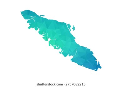 Vancouver Map - Polygon Style Vector Illustration in Green and Blue Gradient, Low Poly Geometric Design, Isolated on White Background, Perfect for Infographics and Learning Use.