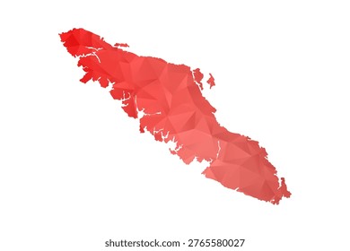 Vancouver Map - Polygon Style Vector Illustration in Red Gradient, Low Poly Geometric Design, Isolated on White Background, Perfect for Infographics, Reports, and Educational Materials.