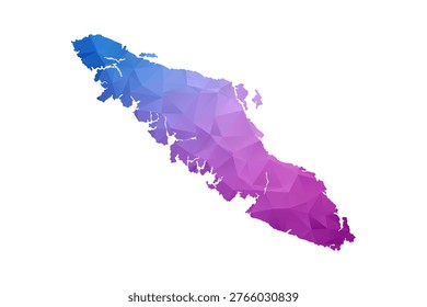 Vancouver Map - Polygon Style Vector Illustration in Blue and Purple Gradient, Low Poly Geometric Design, Isolated on White Background, Ideal for Infographics and Learning Materials.