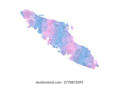Vancouver Map - Polygon Style Vector Illustration in Pastel Blue and Pink Gradient, Low Poly Geometric Design, Isolated on White Background for Infographics and Education.