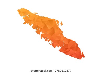 Vancouver Map - Polygon Style Vector Illustration in Orange Gradient, Low Poly Geometric Design, Isolated on White Background for Infographics and Education.