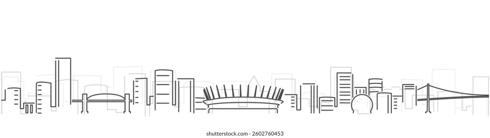 Vancouver Simple Dark Lines Skyline on White Background