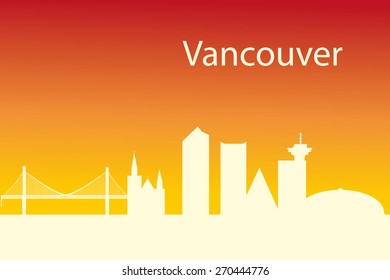Vancouver skyline - black and white vector illustration