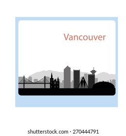 Vancouver skyline - black and white vector illustration