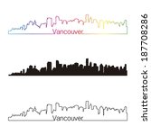 Vancouver skyline linear style with rainbow in editable vector file