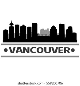 Vancouver Skyline Silhouette. Landscape City Design. Vector Cityscape Icon.  