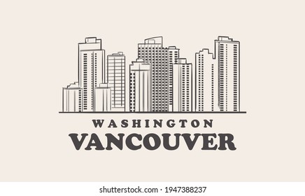 Vancouver Skyline, Washington Drawn Sketch