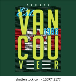 vancouver typogrphic with flag canada background