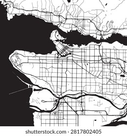 Vancouver Vector Map - Detailed Coastal City Street Grid, Highways and Waterfront