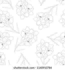 Vanda Miss Joaquim Orchid Outline on White Background. Singapore National Flower. Vector Illustration.