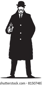 Vandage Private Detective, Isolated On A White Background