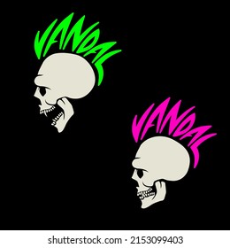 Vandal Skull symbols isolated vector illustration for design element, tshirt print, logo or any other purpose.