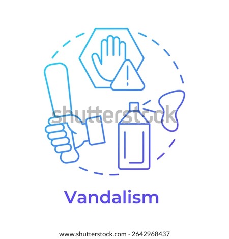 Vandalism blue gradient concept icon. Physical security threat and risk. Damage and destruction of property. Round shape line illustration. Abstract idea. Graphic design. Easy to use in booklet