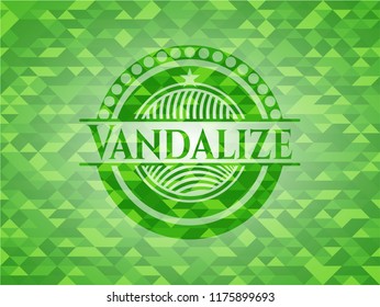 Vandalize green emblem with triangle mosaic background