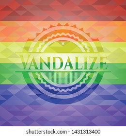 Vandalize on mosaic background with the colors of the LGBT flag