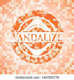 Vandalize orange mosaic emblem with background