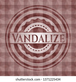 Vandalize red emblem with geometric pattern. Seamless.