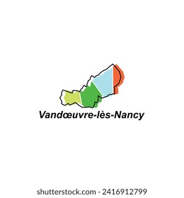 Vandoeuvre les Nancy City of France map vector illustration, vector template with outline graphic sketch style isolated on white background