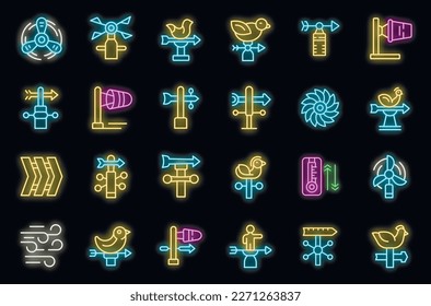 Los iconos de Vane establecen el vector de contorno. Brisa juguete. Color del neón animal de papel sobre negro