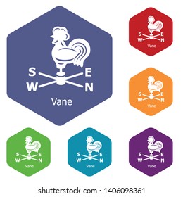 Vane icons vector colorful hexahedron set collection isolated on white