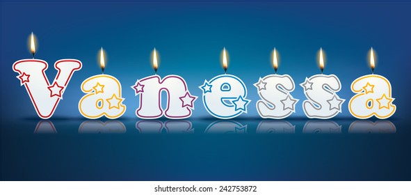 VANESSA written with burning candles - vector illustration