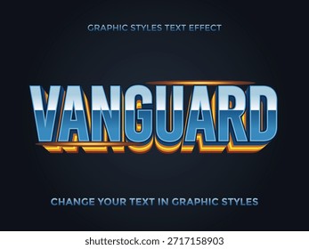 Vanguard Bold Retro Layered 3D Typography Text Effect in Blue and Yellow Graphic Styles