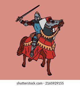 Vanguard horseman with sword and shield.