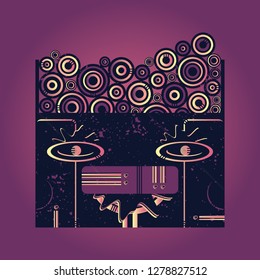 Vanguard invitation card. Vector with the image of a abstract face. Geometric forms. Handmade. 
