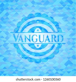 Vanguard light blue emblem. Mosaic background