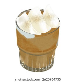 Vanilla bean Einspanner cafe latte coffee drink dessert.