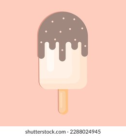 Vanilla beige ice cream with vanilla flavor with sprinkles