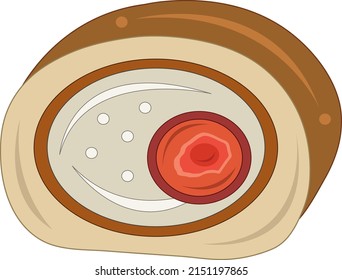 Vanilla berry roll cake flat vector art. Vanilla berry roll cake cartoon vector illustration for graphic design and decorative element