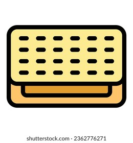 Vanilla biscuit icon outline vector. Cookie snack. Cake shape color flat