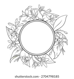 Vanilla Branch Outline Round Frame. 