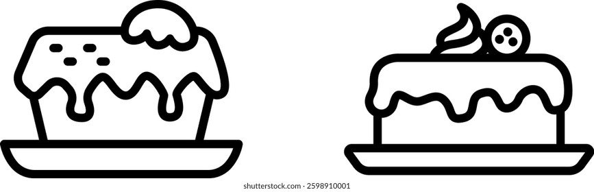 "Vanilla Cake Icon – Classic and Elegant Sweet Dessert Symbol in Vector Style"