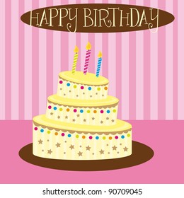 vanilla cake over pink background. vector illustration