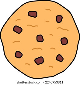 Vanilla Chocolate Chip Cookie Dessert Icon Element illustration colored outline
