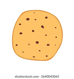 Vanilla chocolate chip cookie dessert. cartoon chocolate chip. bakery, breakfast or snack. vector illustration