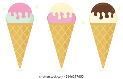 Vanilla chocolate cone ice cream sweet frozen dessert food ice cream
