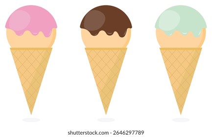 Vanilla chocolate cone ice cream creamy frozen dessert food ice cream
