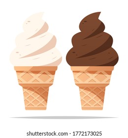Vanilla and chocolate ice cream vector isolated illustration