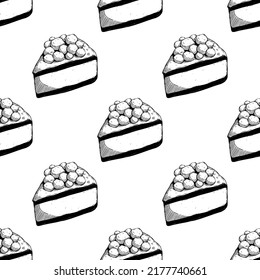 vanilla chocolate slice cake seamless pattern with hand drawin style