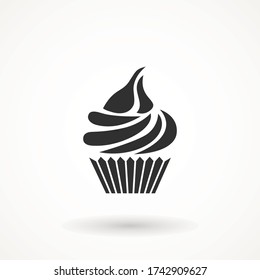 vanilla cream cupcake muffin icon illustration confectionery bakery pastry icon sign logo on isolated background Sweet food symbol