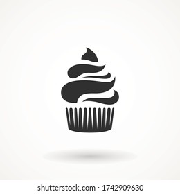 Vanilla Cream Cupcake Muffin Icon Illustration Confectionery Bakery Pastry Icon Sign Logo On Isolated Background Sweet Food Symbol