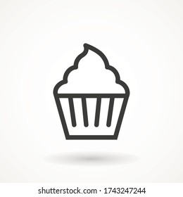 vanilla cream cupcake muffin icon illustration confectionery bakery pastry line icon sign logo on isolated background Sweet food symbol